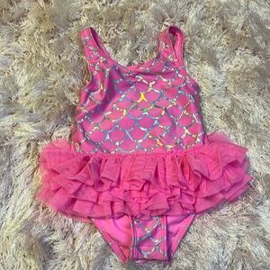 Cat and jack mermaid scale pink tutu swimsuit